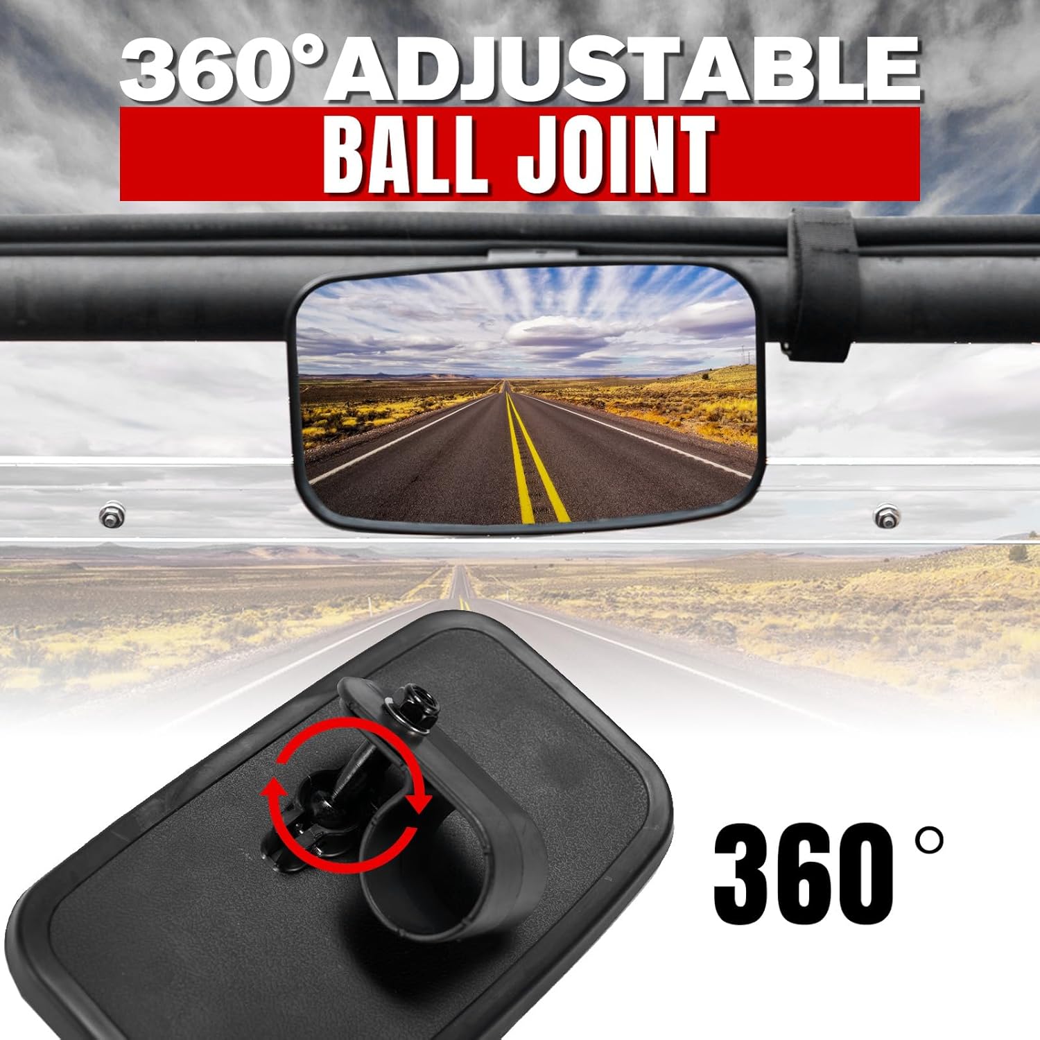 A & UTV PRO Side Mirrors and Rear View Mirror Kit for Yamaha Wolverine RMAX RMAX2 RMAX4 1000 2021 2022 2023 2024 2025, Adjustable Folding Convex Breakaway Mirrors Accessories, 3PCS