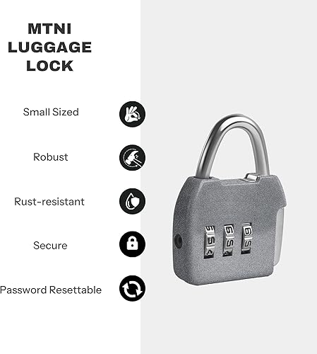 Miniatura 3 de Cerraduras pequeñas para equipaje, cerradura de combinación de 3 dígitos, candado seguro de viaje con código, cerradura pequeña combinada para