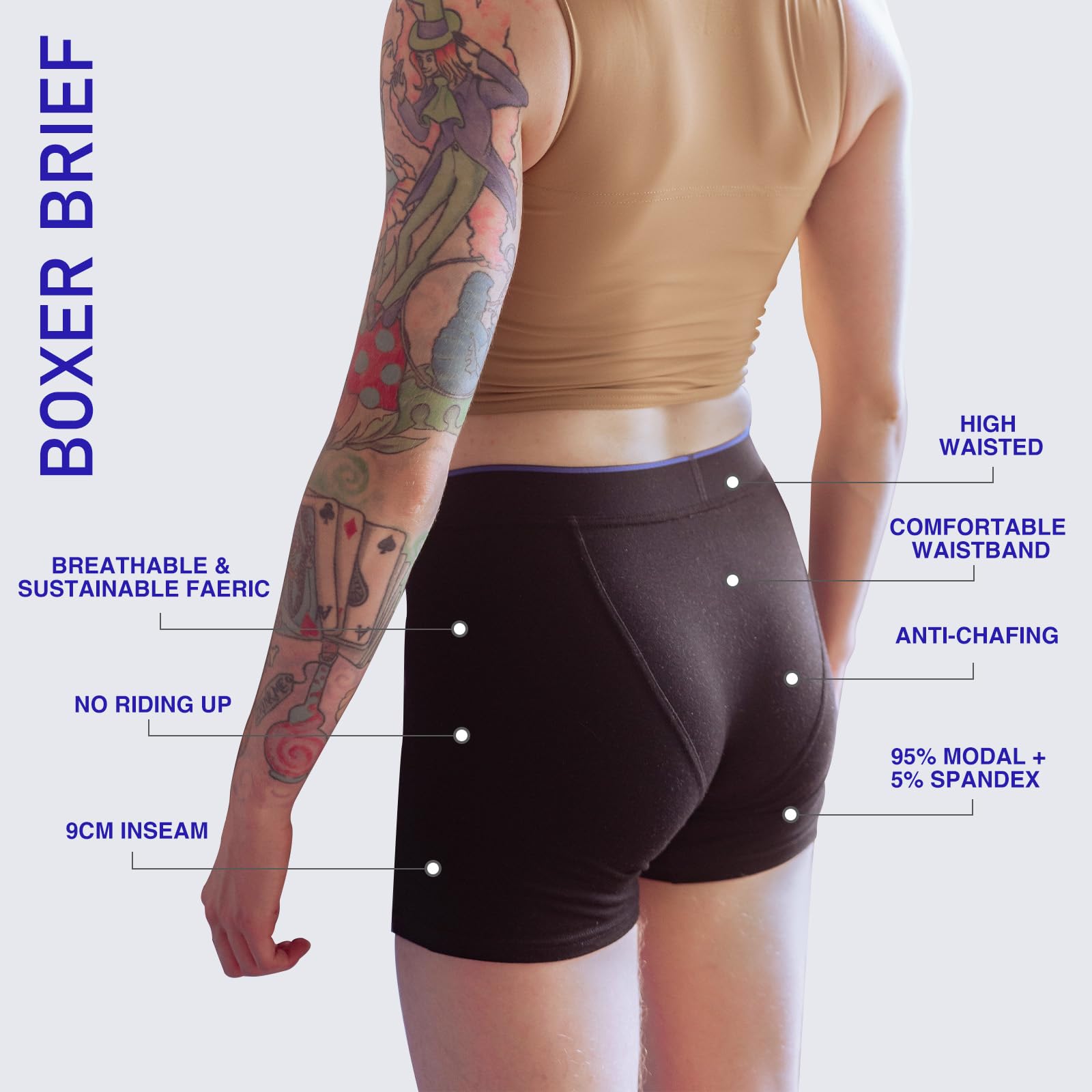 Wonababi Shortys pour transgenres - sous-vêtements Boxer sans frottement Doux et sans Genre