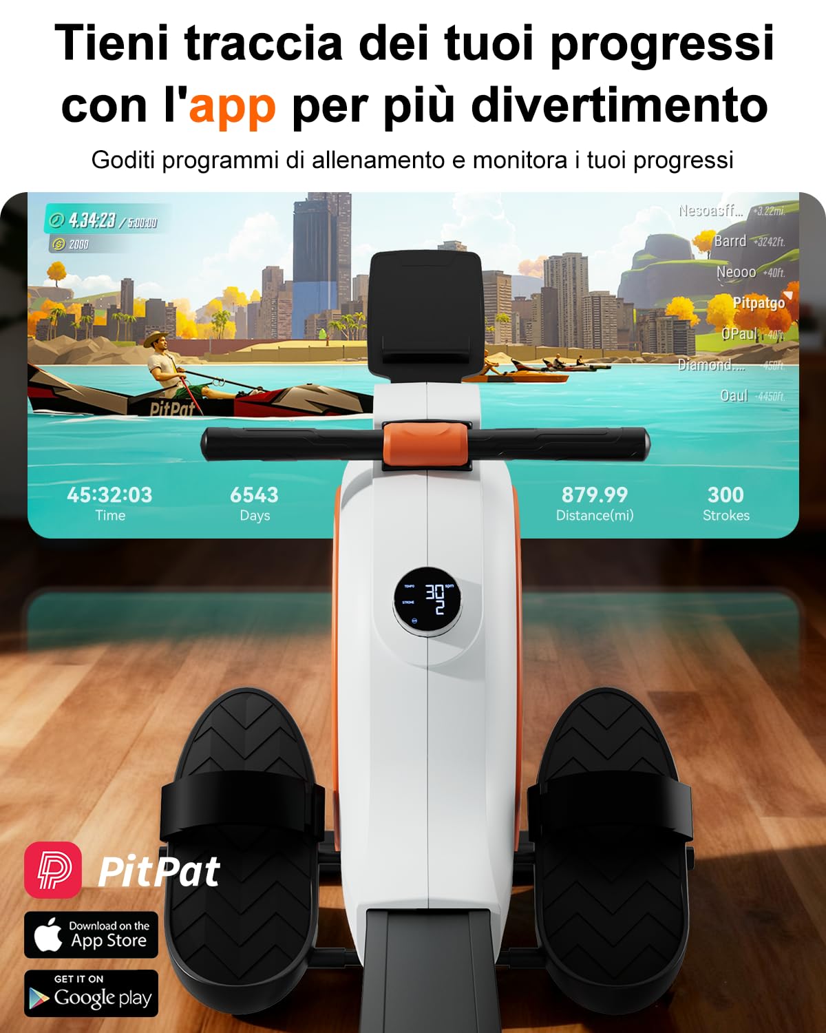 Superun Vogatore per Casa, Magnetico con 32 Livelli di Resistenza, APP Controllo Vogatore Professionale per Casa con LCD Display