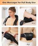 Cordless Neck and Shoulder Massager, Fathers Day Gift, 4D Shiatsu Deep Kneading with Soothing Heat, Portable for Back & Leg, Adjustable, Rechargeable - Gift for Dad, Mom, Friends