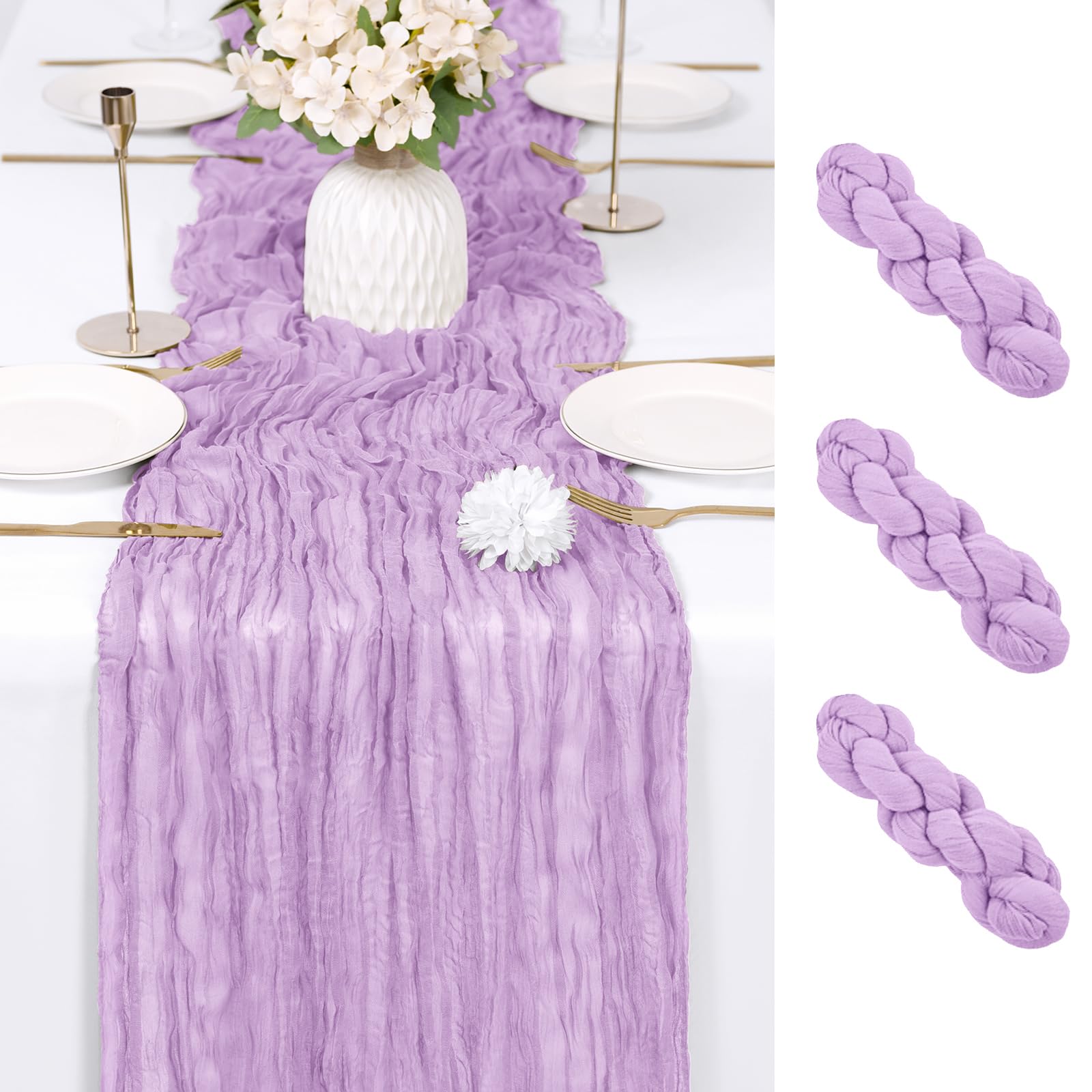 Photo 1 of RealBox Cheesecloth Table Runner 17x108 Inch 3 Pack