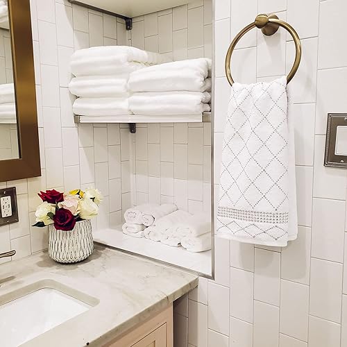 Miniatura 3 de Toalla de mano con patrón de X, duradera, diamantes de imitación brillantes sobre tela de toalla de algodón, para decoración glamorosa del baño del