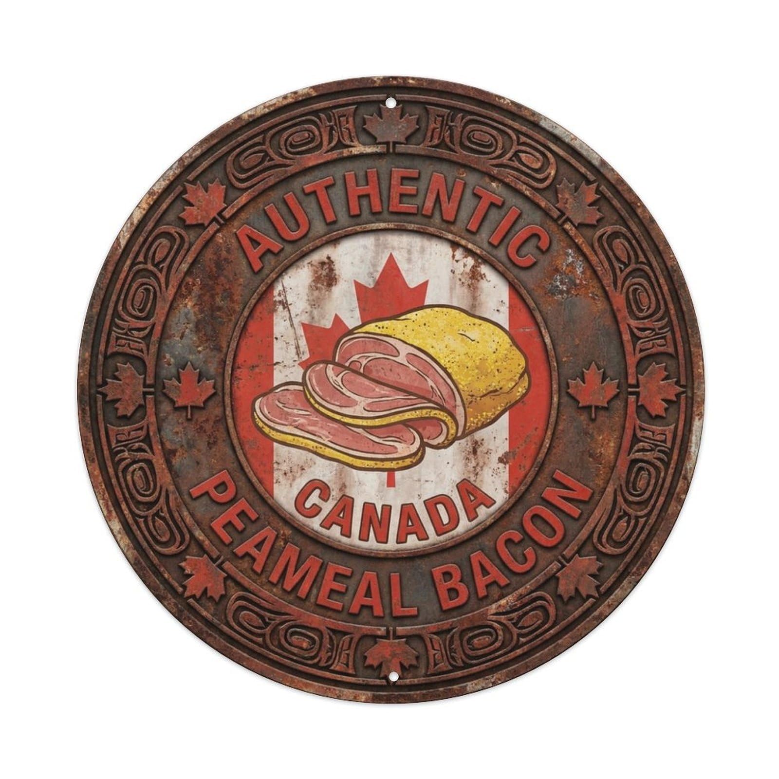 Olhnbad Style Canada Back Bacon Travel Breakfast Cuisine Metal Tin Sign