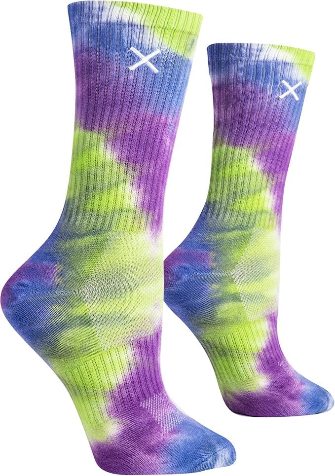 Image of Odd Sox - Basix Unisex Tie Dye Collection Crew Socks - Soft Cotton Blend, Breathable Cushioned Fit, Medium & Large Sizes