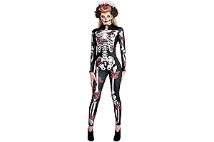 Amscan Womens Multicolor Day Of The Dead Skeleton Catsuit