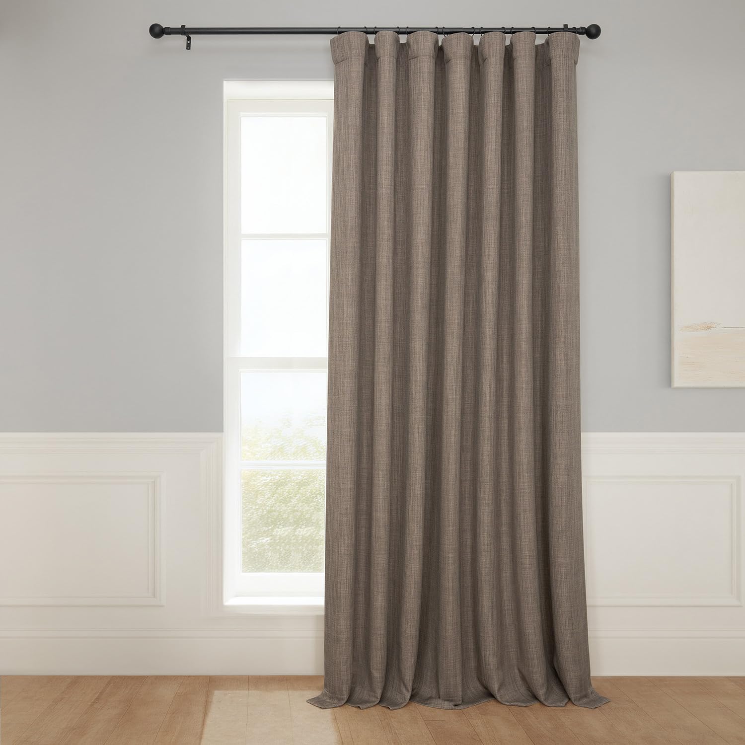 HPD Half Price Drapes Faux Linen Extra Wide Room Darkening Curtains for Bedroom 108 Inches Long (1 Panel), 100W x 108L Curtains for Living Room Home Decor, Dutch Cocoa โ image 1