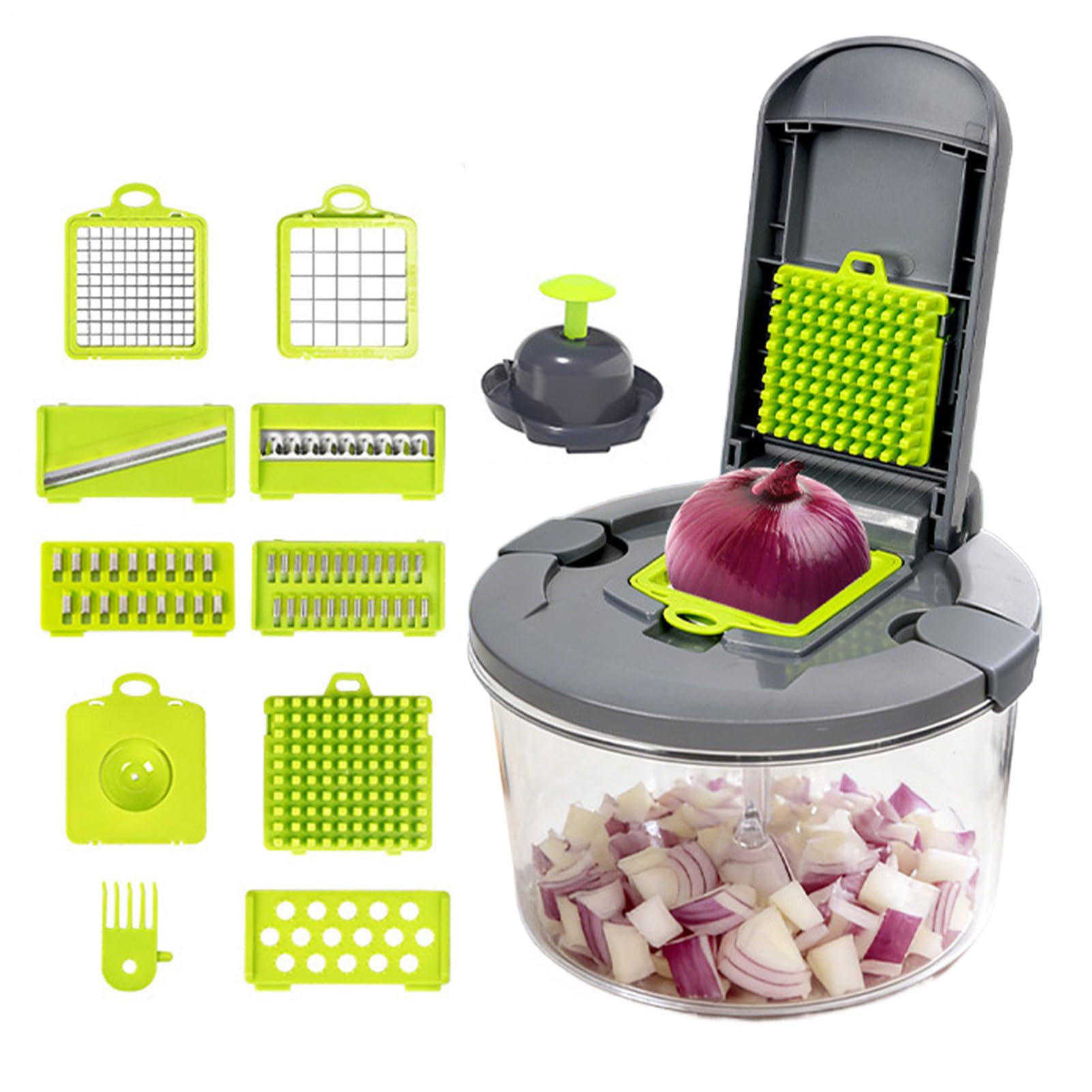 Générique Manueller Gemüseschneider | Manuelle Multifunktions-Reibe | Gemüseschneider mit Sieb – für Zwiebel, Knoblauch, Kartoffeln, Pfeffer,
