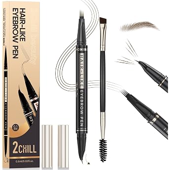 2CHILL 30  Gebogener Augenbrauenstift Magic 2-in-1-Augenbrauen Wasserfester Eyebrow Pen mit 4 Spitzen Lebendige Microblading-Augenbrauenfarbe f r Frauen 03 Dunkelbraun