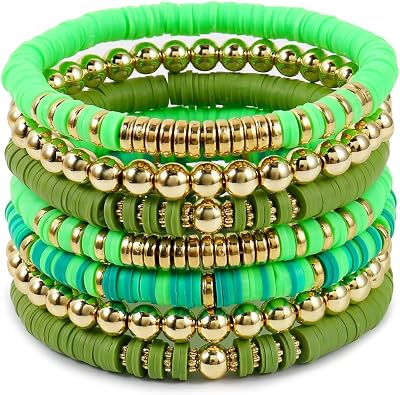 Elegance 11 designs Heishi Beaded Bracelets For Women Polymer Clay Colorful Surfer Stackable Beads Boho Bracelet Summer Beach Jewelry