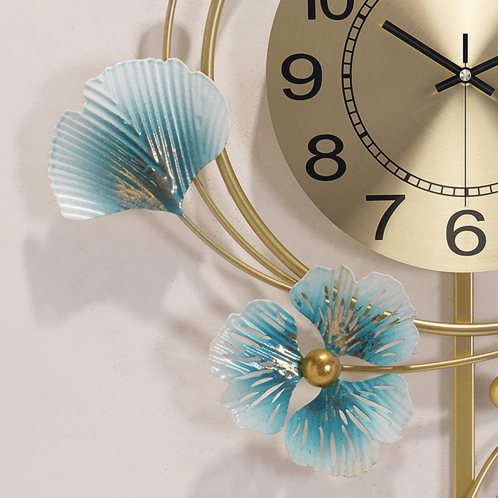 Wall Clock Silent Art Wall Clock 89cm Creative Metal Ginkgo Leaf
