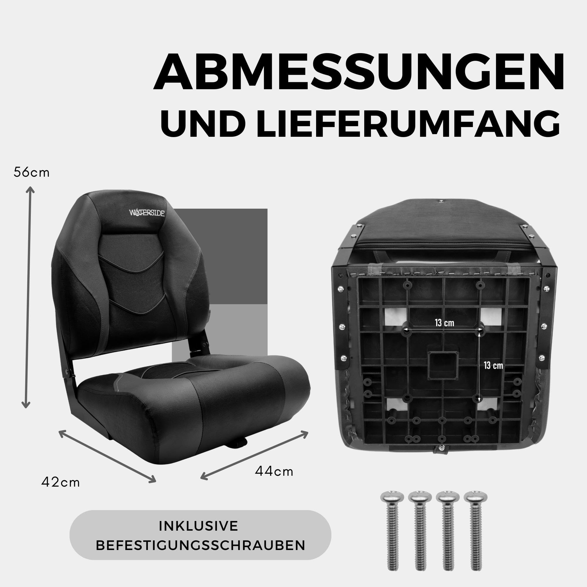 Luxus Low Back Bootssitz - Palmer - Dark Series/Steuerstuhl/Klappbarer Bootsstuhl