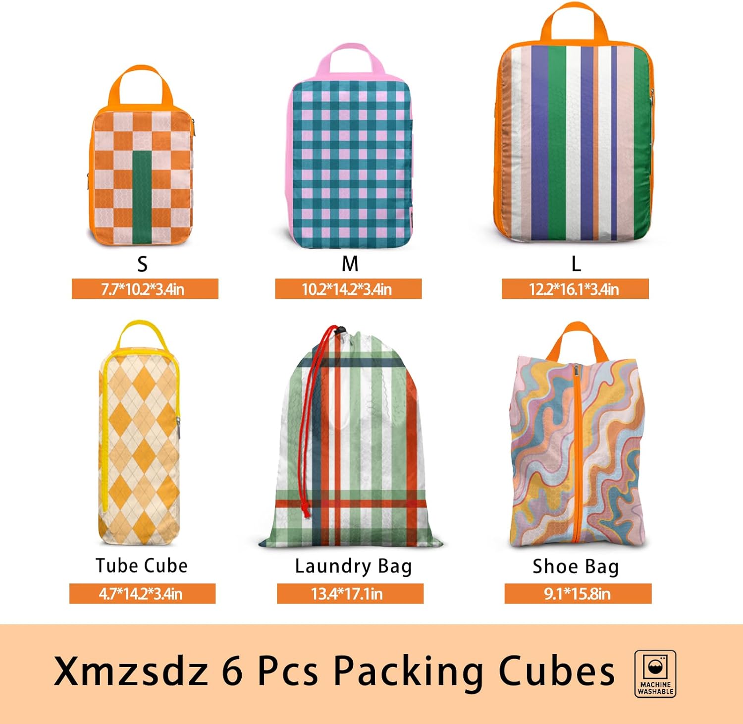 6 Pcs Compression Packing Cubes, Packing Cubes for Travel, Waterproof Luggage Organizer Bags Set, Cute Packaging Cubes for Women Kids Backpack Carry-Ons - Image 2