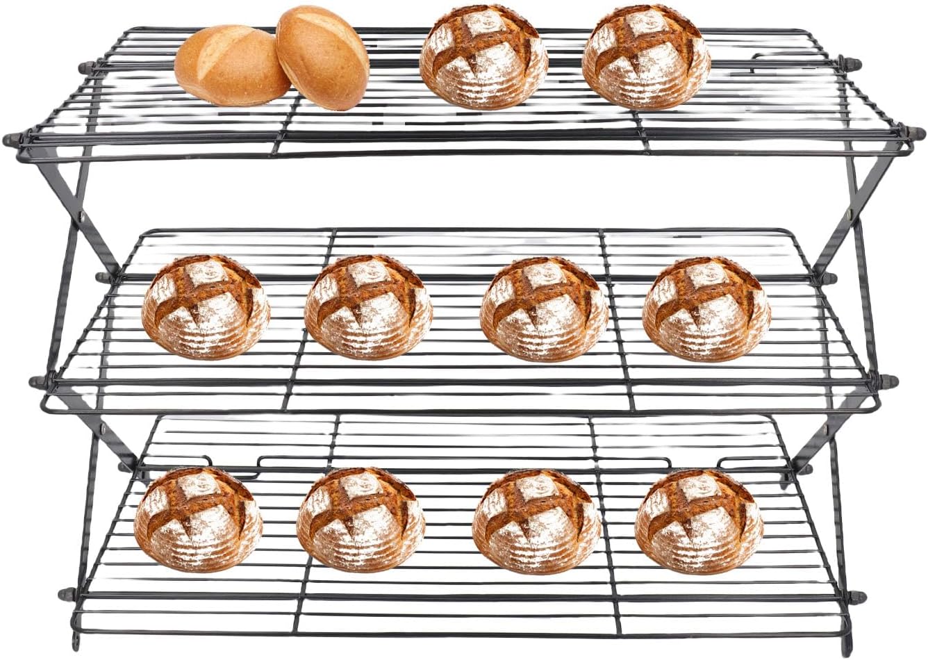 AUNMAS Cooling Rack for Cooking and Baking, Foldable Rectangular Iron Baking Wire Rack for Grilling Roasting Drying