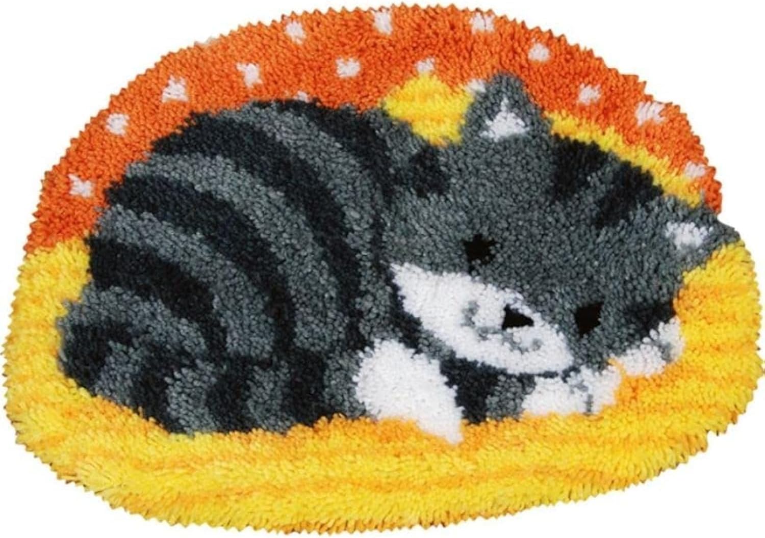 Fat Black Cat Latch Hook Rug Embroidery Kits Cushion Latch Hook kit Tapestry Embroidery Craft Kits for Beginners DIY Latch Hook Rug Kit Mat Canvas Hobby & Craft 52x38cm