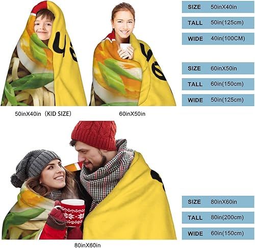 Miniatura 3 de Manta Ramen de 50 x 40 pulgadas, sopa de fideos ramen con sabor a carne de res, manta ligera de microfibra suave con funda de almohada de 18 x 18