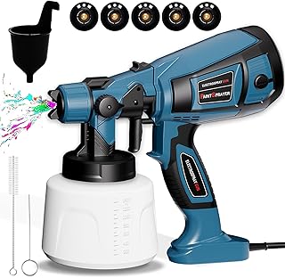 Farbsprühsystem, 800W HVLP Farbsprühpistole mit 5 Düsen und 3 Muster Farbsprühgerät, 1400ml Verstellbarem Farbfluss Lackierpistole Elektrisch für Zäune, Schränke, Wände, Decken, Möbel