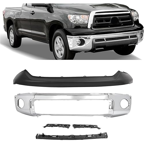 KUAFU Front Bumper Face Bar + Upper Bumper Cover + Bracket Compatible With 2007-2022 Toyota Tundra Sequoia TO1032108, TO1010102, TO1033108, TO1014100, TO1002181 W/Fog Light & Sensor Holes