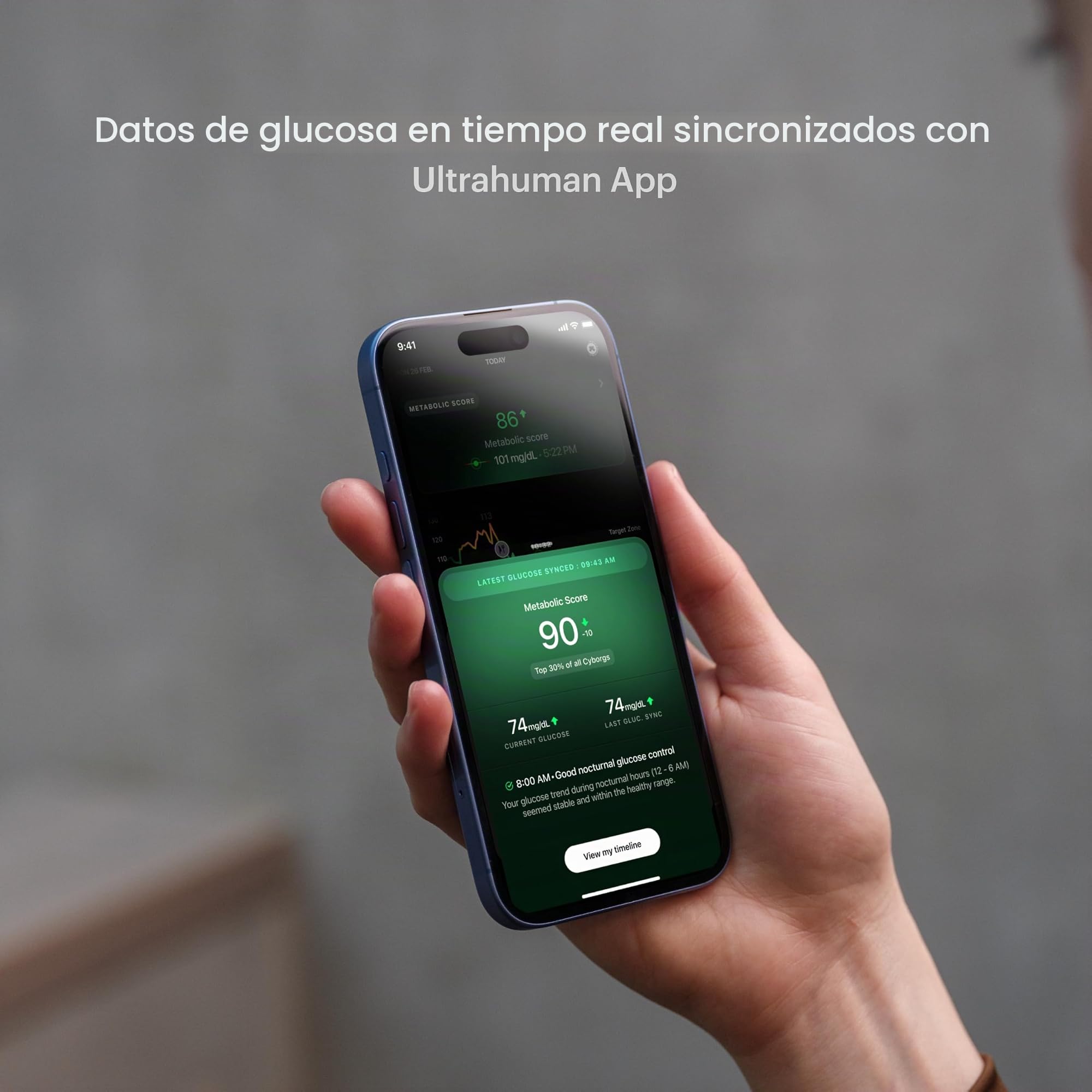 Ultrahuman M1 | Aplicación Monitoraggio inteligente della glicemia tramite | Optimiza tu dieta | Monitoreo continuo de la glicemia, sensores avanzados Freestyle Libre CGM (1 sensor)