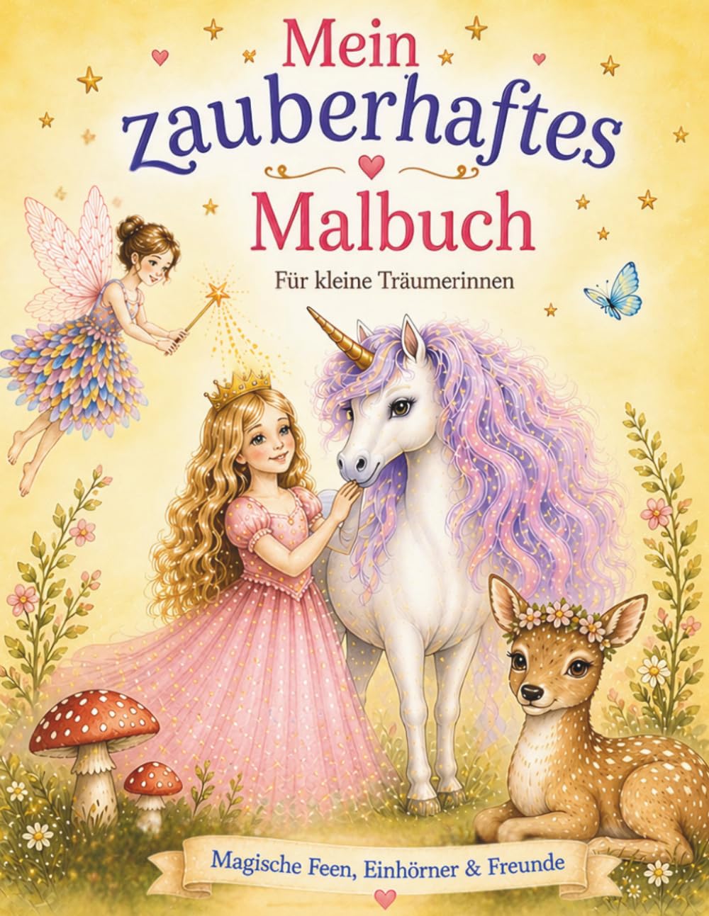 Mein zauberhaftes Malbuch für kleine Träumerinnen: Feen, Einhörner & magische Tiere – Malbuch für Mädchen ab 5 Jahren