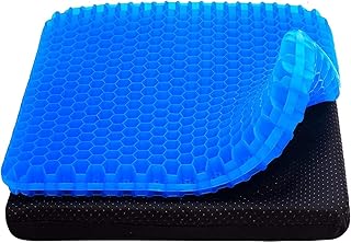 THE CHEESE CHEF New Gel Seat Cushion 50 x 50 x 5cm, Honeycomb Design Double Thick Gel Cushion with Relieving Back coccyx P...