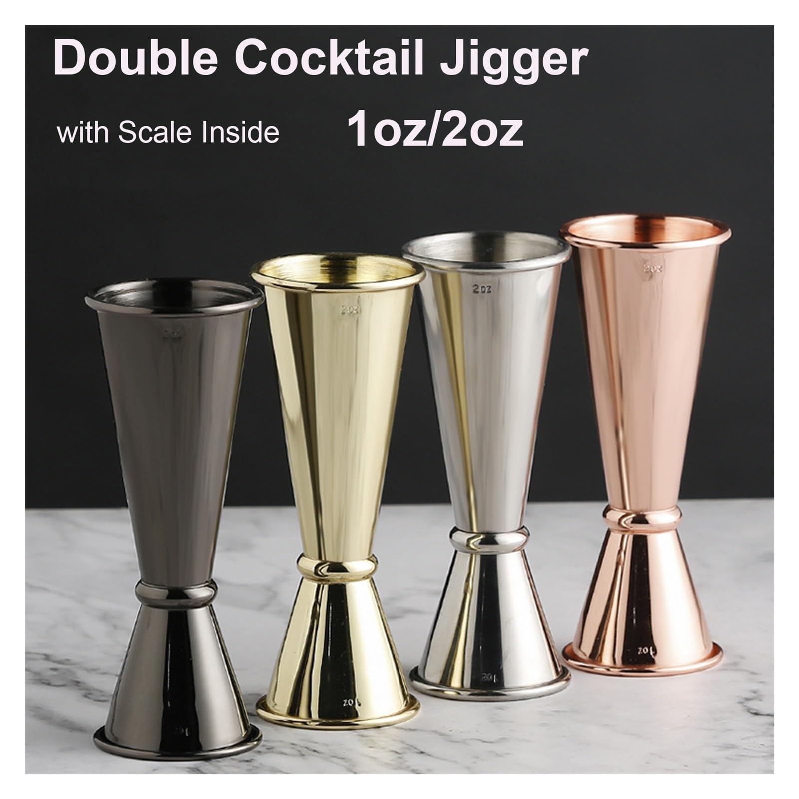 Vaso medidor de acero inoxidable de doble tiro, coctelera para bebidas alcohólicas, herramientas de cocina y bar (estilo b)