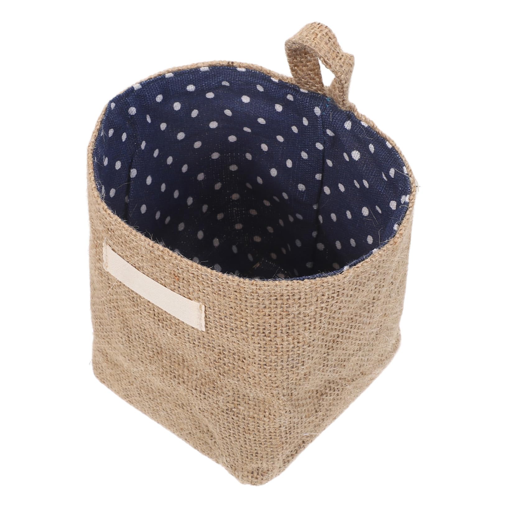 Cesta colgante de yute contra el desorden de juguetes con diseño ecológico a rayas
