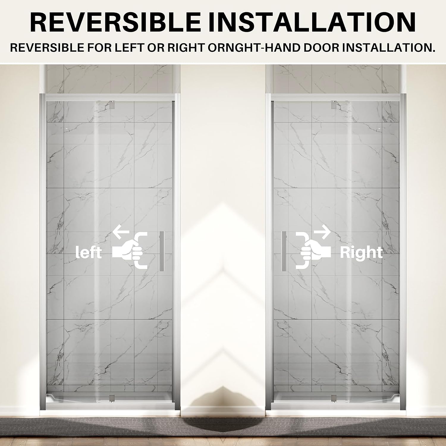 WinZo 31-32" W ×72" H Small Pivot Shower Door, 1/4"(6mm) SGCC Clear Glass Shower Door with Explosion Film, Nano Easy-Clean Coating, Reversible Installation, Brushed Nickel