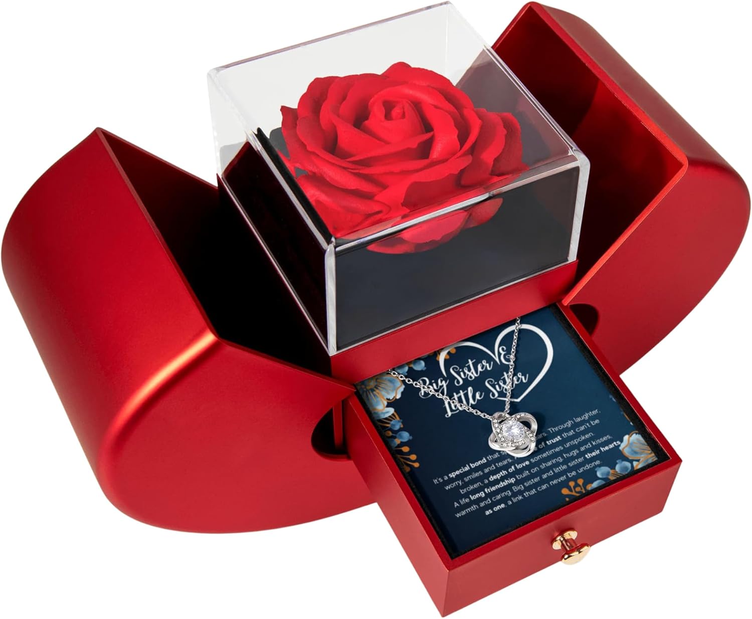 To My Sis Necklace – 14K White Gold Pendant with Message Card and Gift Box, Meaningful Jewelry Gift for Birthday, Christmas or Graduation