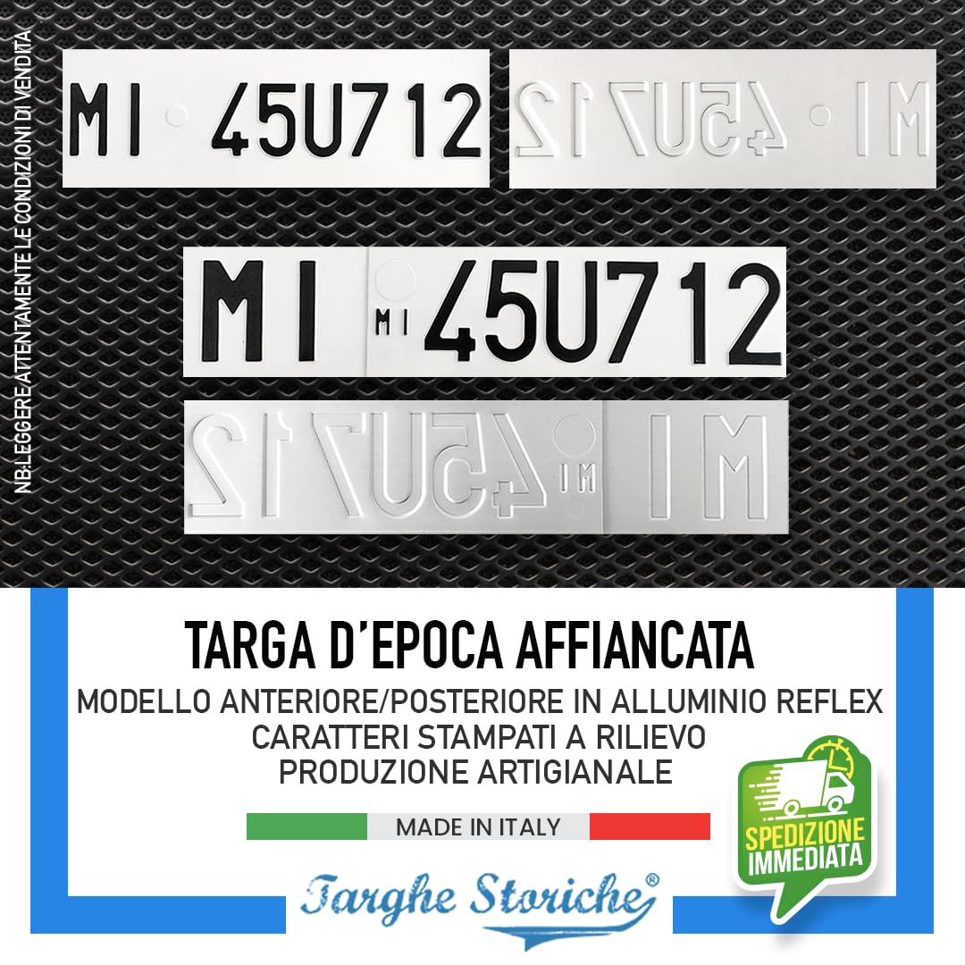 Targhe Personalizzate Modello Kit Completo 1985-1994 Alluminio Catarifrangente Made in Italy