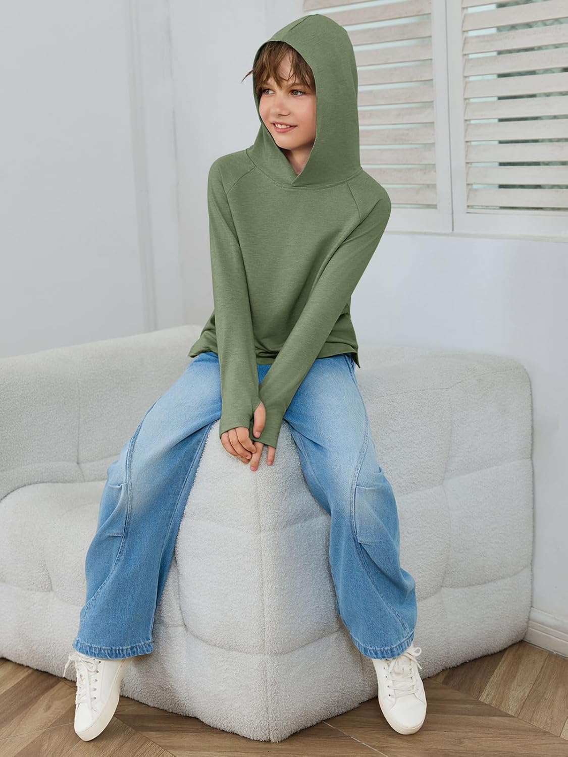 Haloumoning Boys Athletic Hoodies Youth Raglan Long Sleeve Pullover Hoodie Sweatshirts with Thumbhole 5-14 Years - Image 5