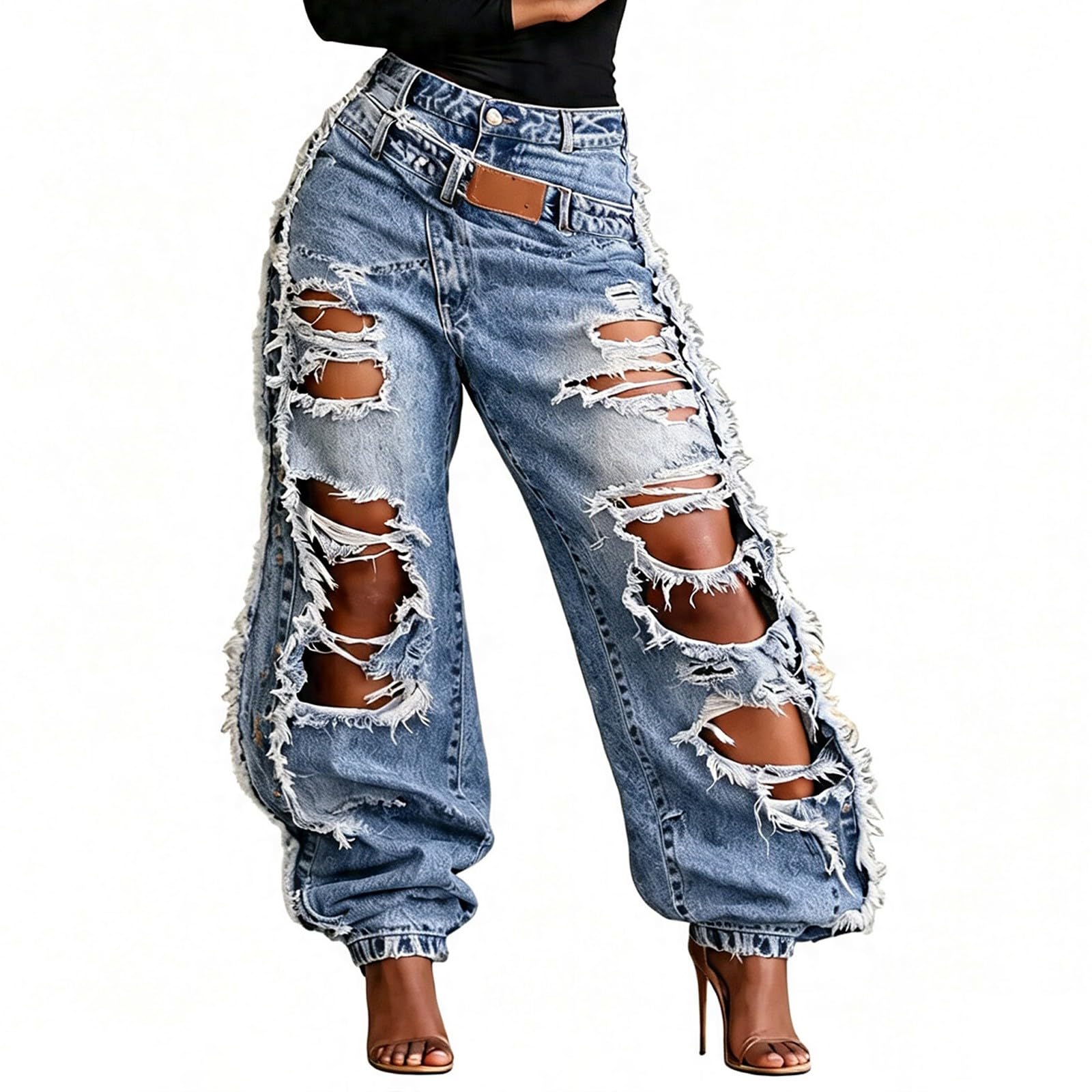 Jeans Donna Curvy Vita Alta Jeans Elasticizzati Casual Gamba Larga Pantaloni Denim Vita Alta Larghi Leggeri Tempo Libero Pantaloni Baggy Curvy Taglie Forti Y2k Streetwear Eleganti Wide Leg Vintage