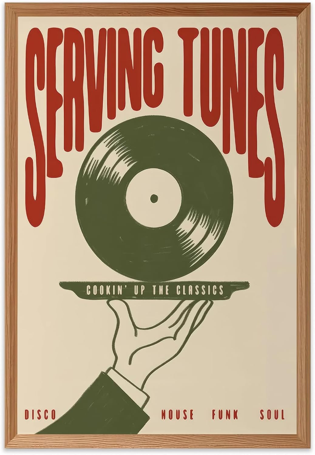 Vintage Wall Art Music Vinyl Records Canvas Poster Trendy Modern Music Wall Art Minimalist Aesthetic Prints Serving Tunes Poster Print Artwork for Bar Living Room Bedroom Home Decor, 16x24in Unframed