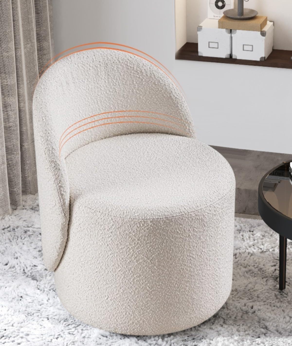 北欧デザインのチェアパッド［日本製］(フィンレイソン/Finlayson)｜通販のベルメゾンネット Pazzfre 360°回転式北欧風化粧椅子 背もたれ付き 高弾性パッド布張りシート 無垢木フレーム 寝室用ドレッシングチェア ホー