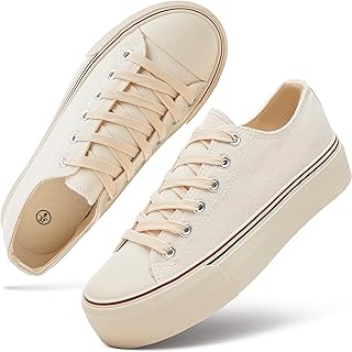 Platform Sneakers for Women White Platform Shoes Low Top Tennis Shoes Non Slip Black Fashion Canvas Sneakers