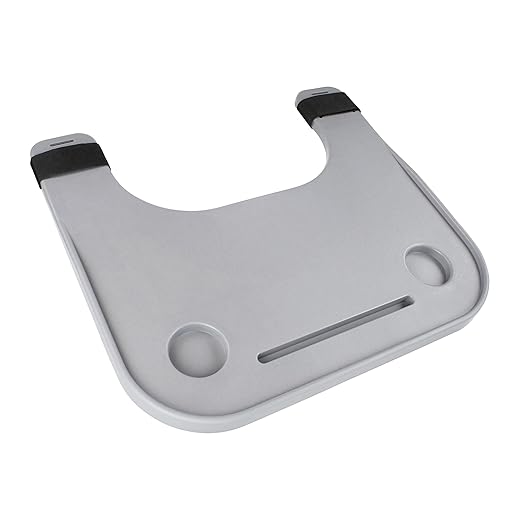 Gray Strap On Wheelchair Tray Table Attachment for 18 to 20in Wide Wheelchair - Removable Electric Wheelchair Accessories for Adults with Cup Holder and Phone Groove