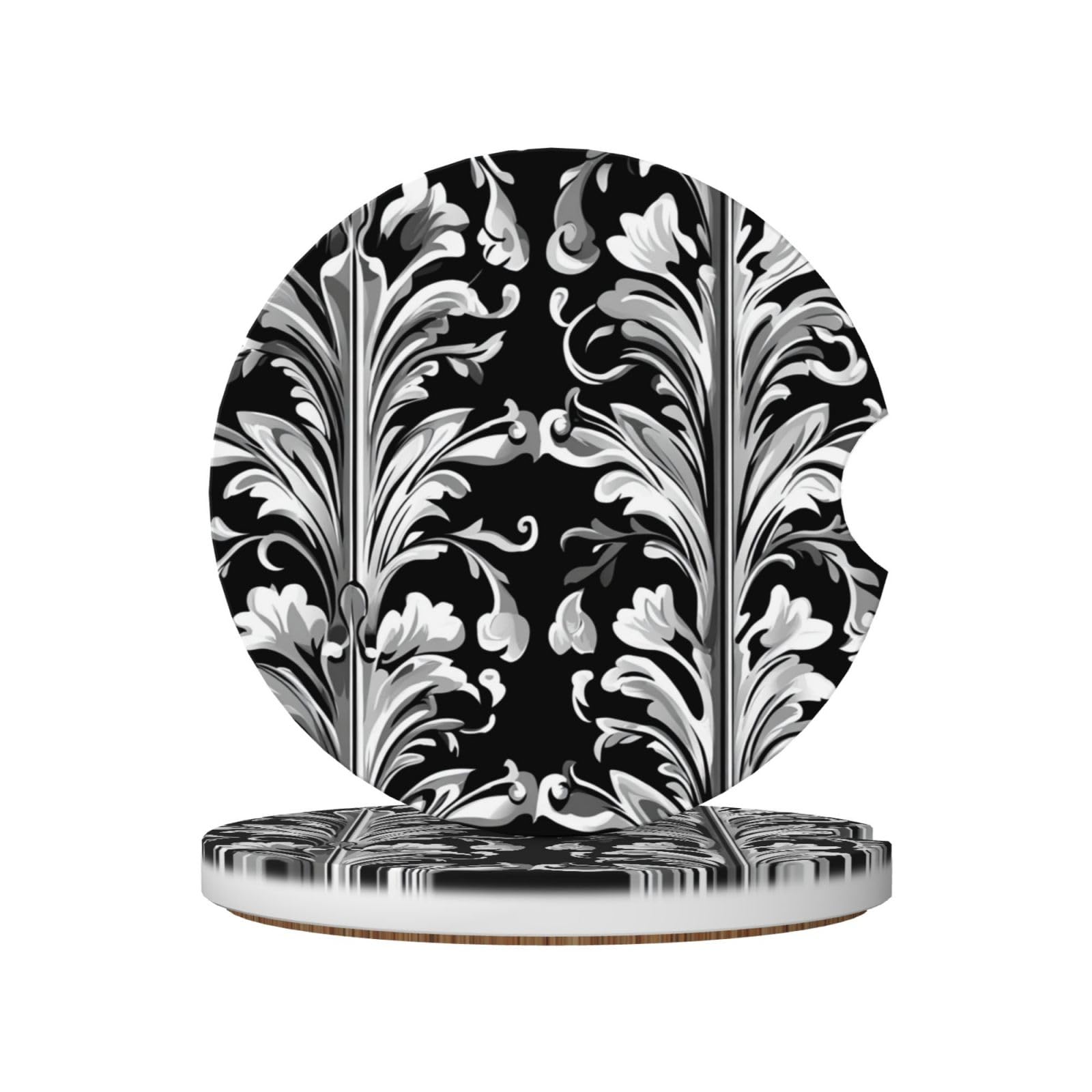 OthicFloral Pattern Ceramic Coasters,2pcs