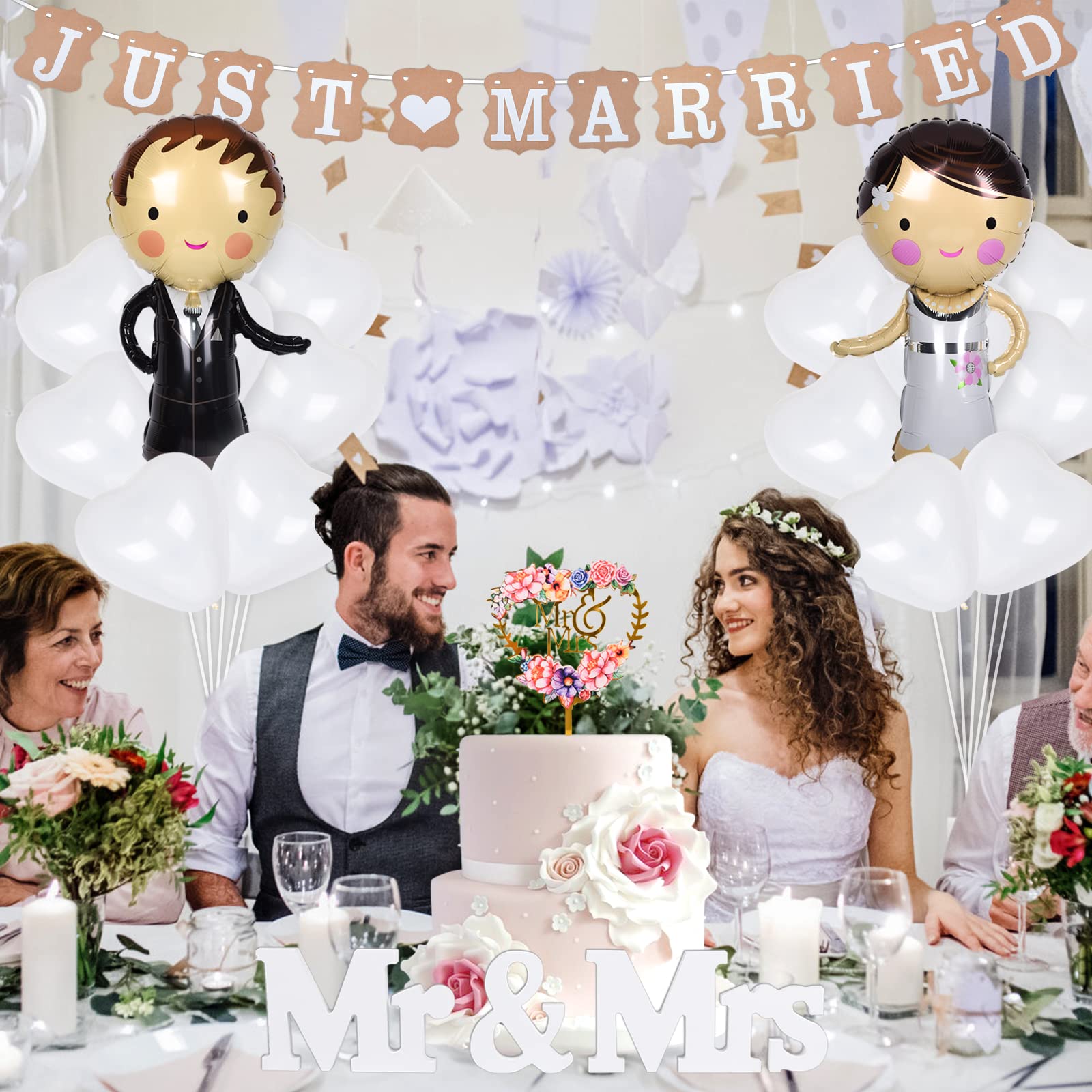 Decoración De Boda Just Married, 57 Unidades, Globos De Helio De