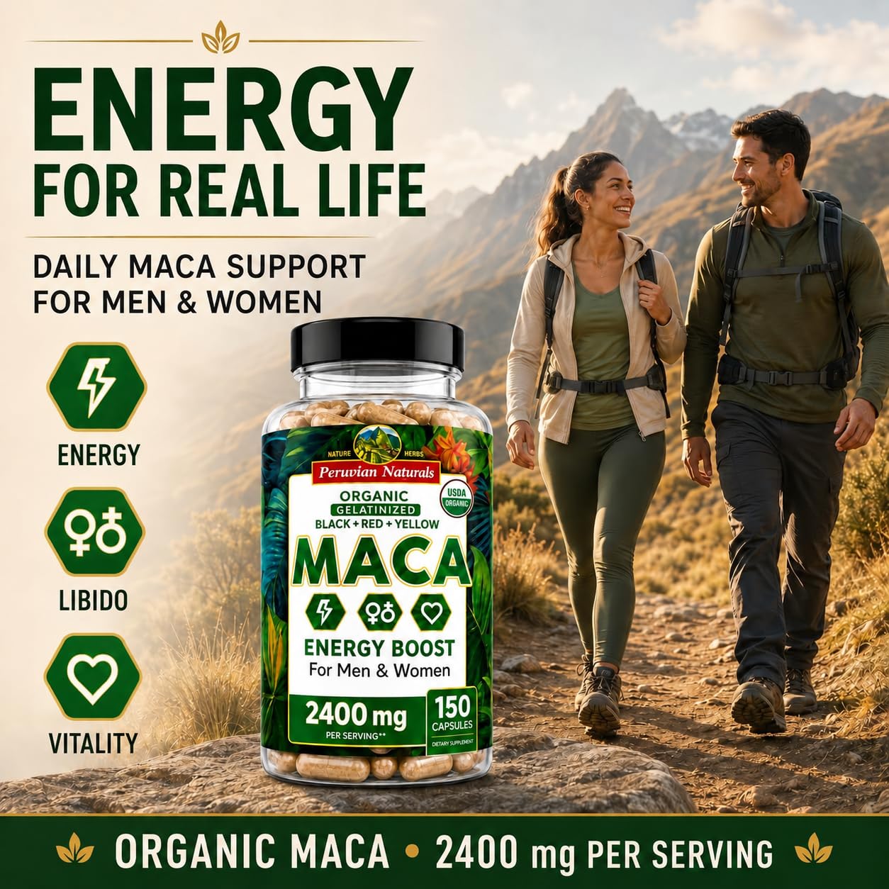 Organic Maca Root Capsules for Women & Men - 150 Veggie Capsules — Amazon image 4