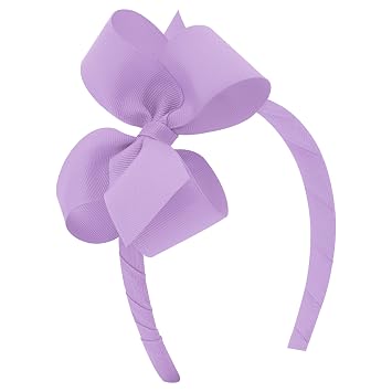Wee Ones Girls Classic Grosgrain Hair Bow on a Wrapped Headband, Stylish For All Hair Types, Medium Bow, Light Orchid
