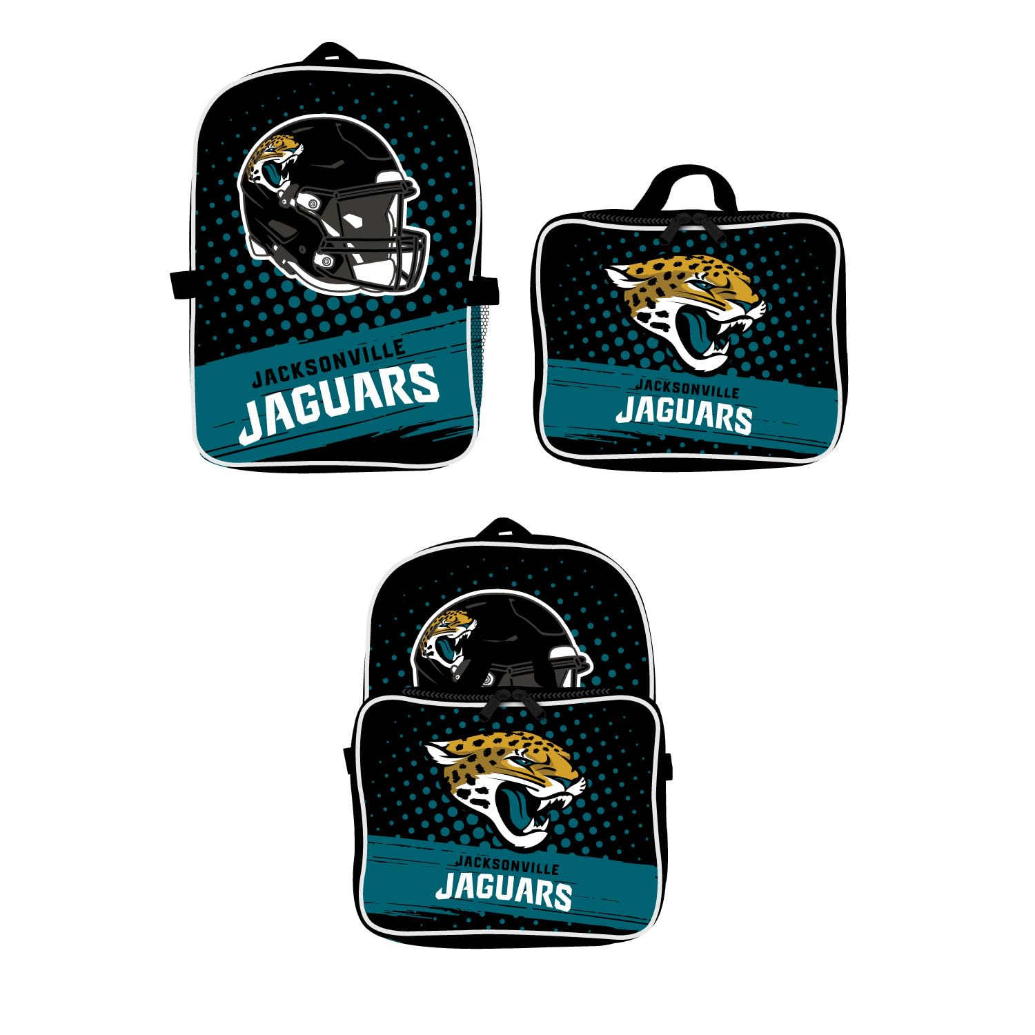 Denco Jacksonville Jaguars Backpack Lunch Bag -Ideal for School, Travel, or Game Day