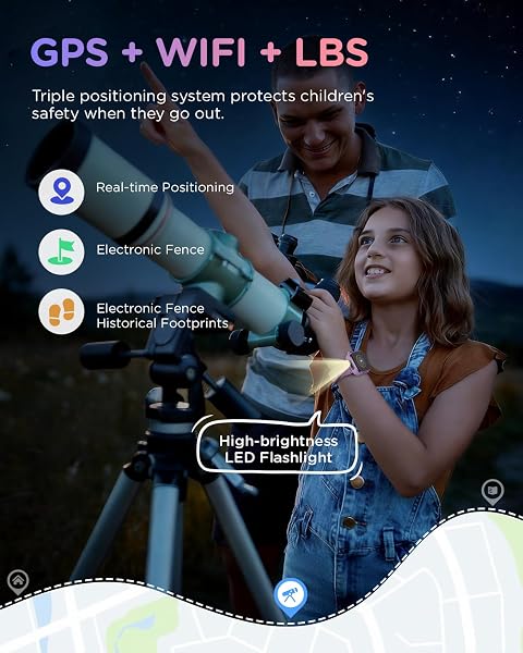 4G Reloj Inteligente Niña, 1.83'' HD Smartwatch Niñas con GPS y Llamadas, Videollamadas, Chat de Voz, Modo Escuela, Doble Cámara, Monitor de Sueño, Podómetro, Despertador IP68 para Niñas Niños Púrpura - 3