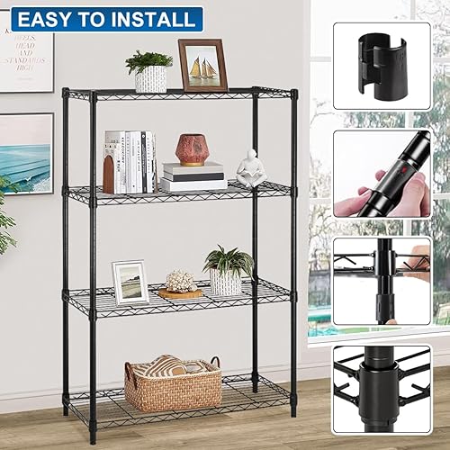 Miniatura 6 de Estantería de metal de 4 niveles de alambre de 36 pulgadas de ancho x 14 pulgadas de profundidad x 54 pulgadas de alto, estantes de almacenamiento