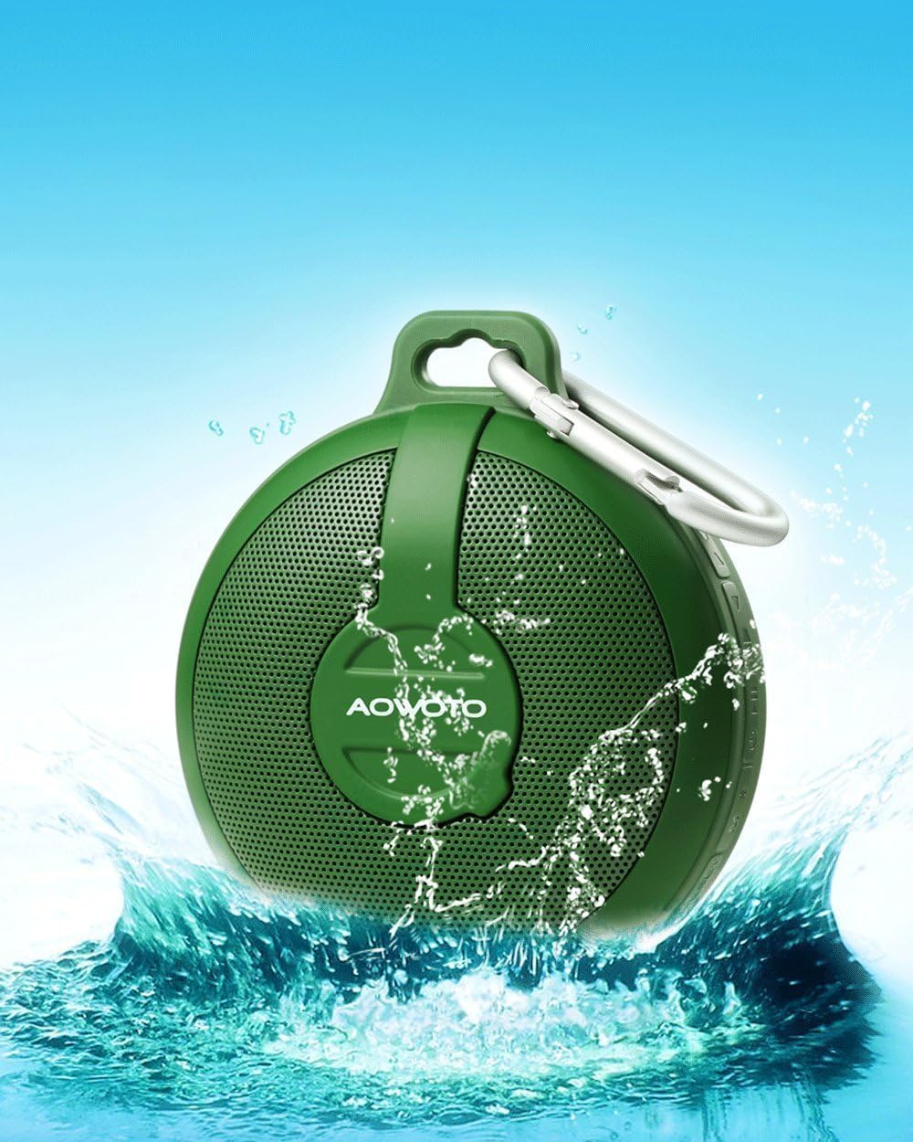 AOWOTO Portable Bluetooth Speaker IPX5 Splashproof Outdoor Ultra Wireless Hands Free Waterproof Shower Speakers Compatible with Tf Card for iPhone iPad Samsung Nexus HTC Smartphones Tablets Laptops PC and All Bluetooth Devices [Green]
