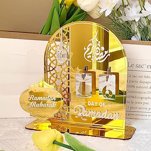 Miniatura 4 de Calendario de Adviento de Ramadán, calendarios acrílicos de cuenta regresiva, 30 días hasta Eid, adorno de Eid Mubaraks, regalo de Ramadán para