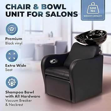 Buy-Rite Lexus Backwash Unit Salon Shampoo Chair Tilting Porcelain Bowl