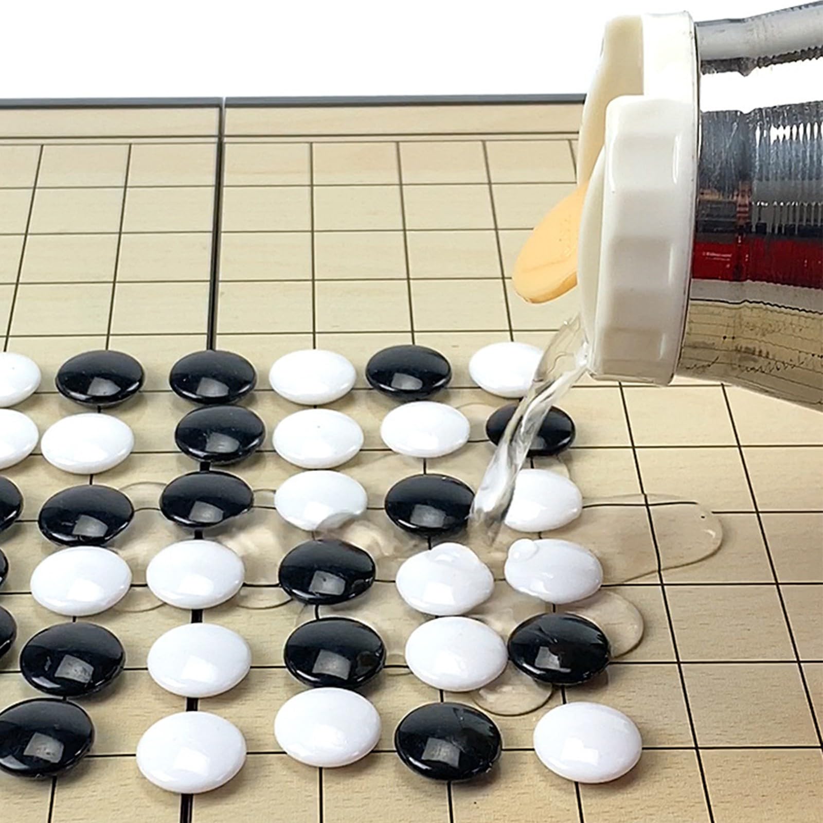 Set di gioco magnetico Go, set da gioco Go con due scatole di conservazione, pieghevole, in plastica convessa singola, per intrattenimento e tempo libero (Giallo+Nero,C)
