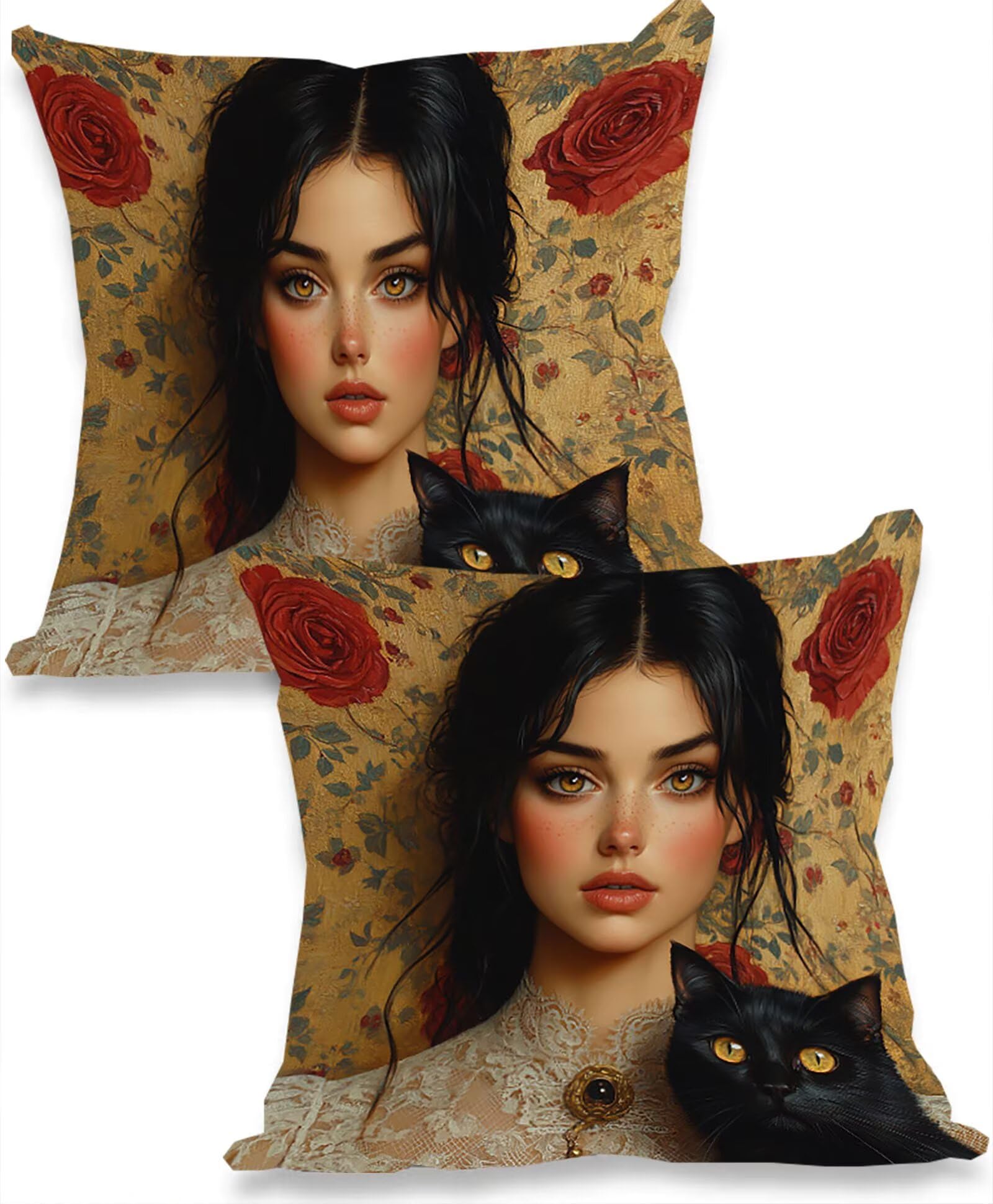 Housses de coussin 60x60 Le Chat Noir pour décorer un salon chaleureux ou une chambre de fille
