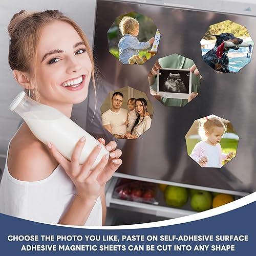 Miniatura 6 de Crtiin Adhesive Magnetic Sheets Bulk, Flexible Photo Magnet Paper with Adhesive Backing, Flexible Magnetic Sheets for Crafts Photos Stick and Die