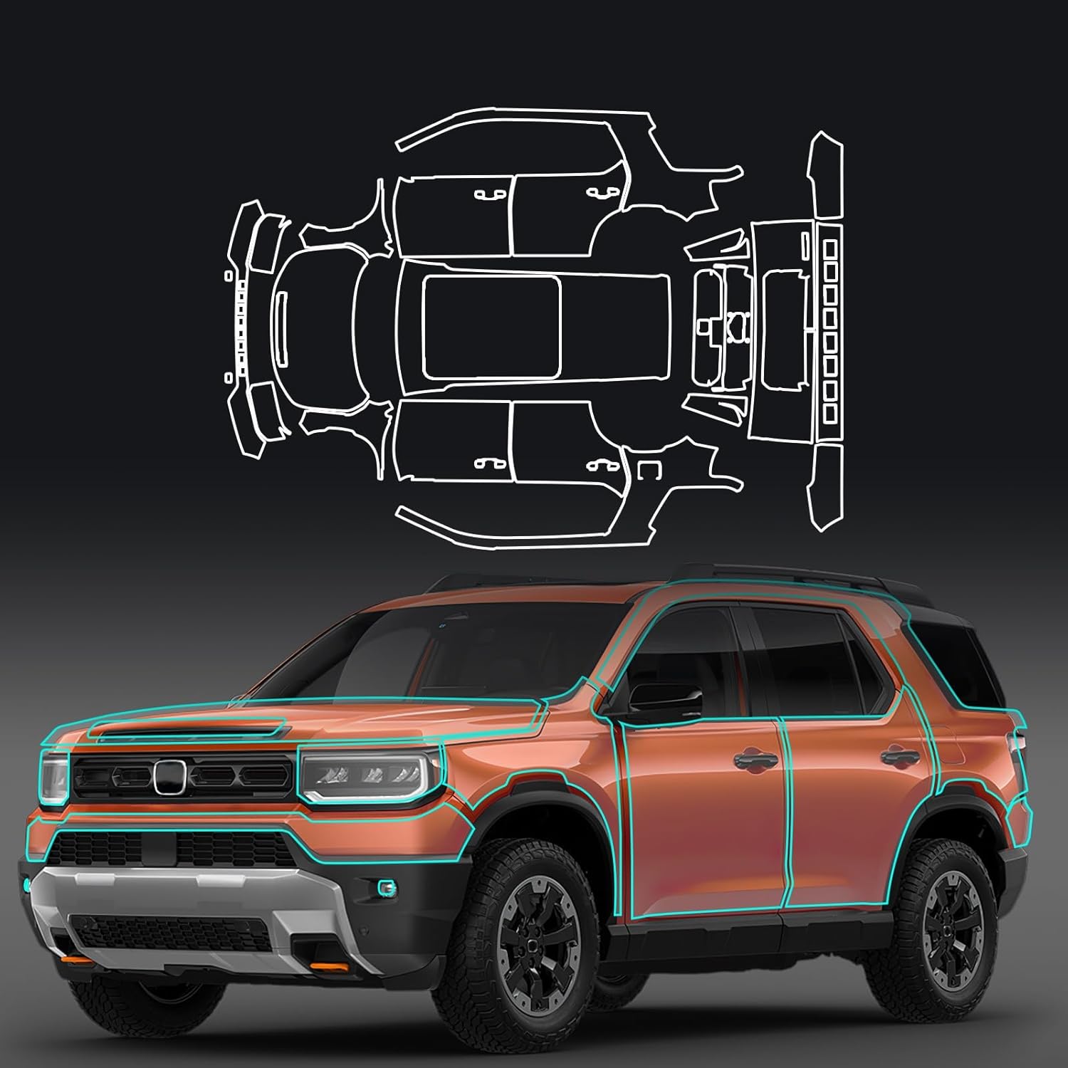 for 2026-2027 Honda Passport Clear Protective Film, Precut TPU Paint Protection Film (PPF), Anti-Scratch Self-Healing Transparent Wrap Kit (Full Set)